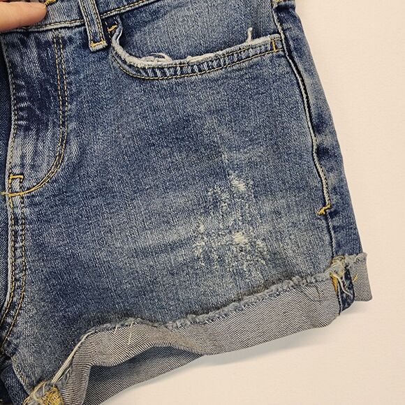 Pilcro Slim Boyfriend Denim Shorts Size 25" Roll Up Mid Rise Anthropologie - Picture 5 of 12